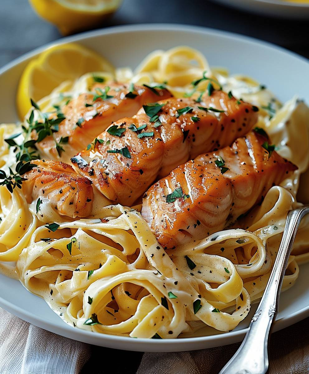 Lachs Tagliatelle Zitronensoße