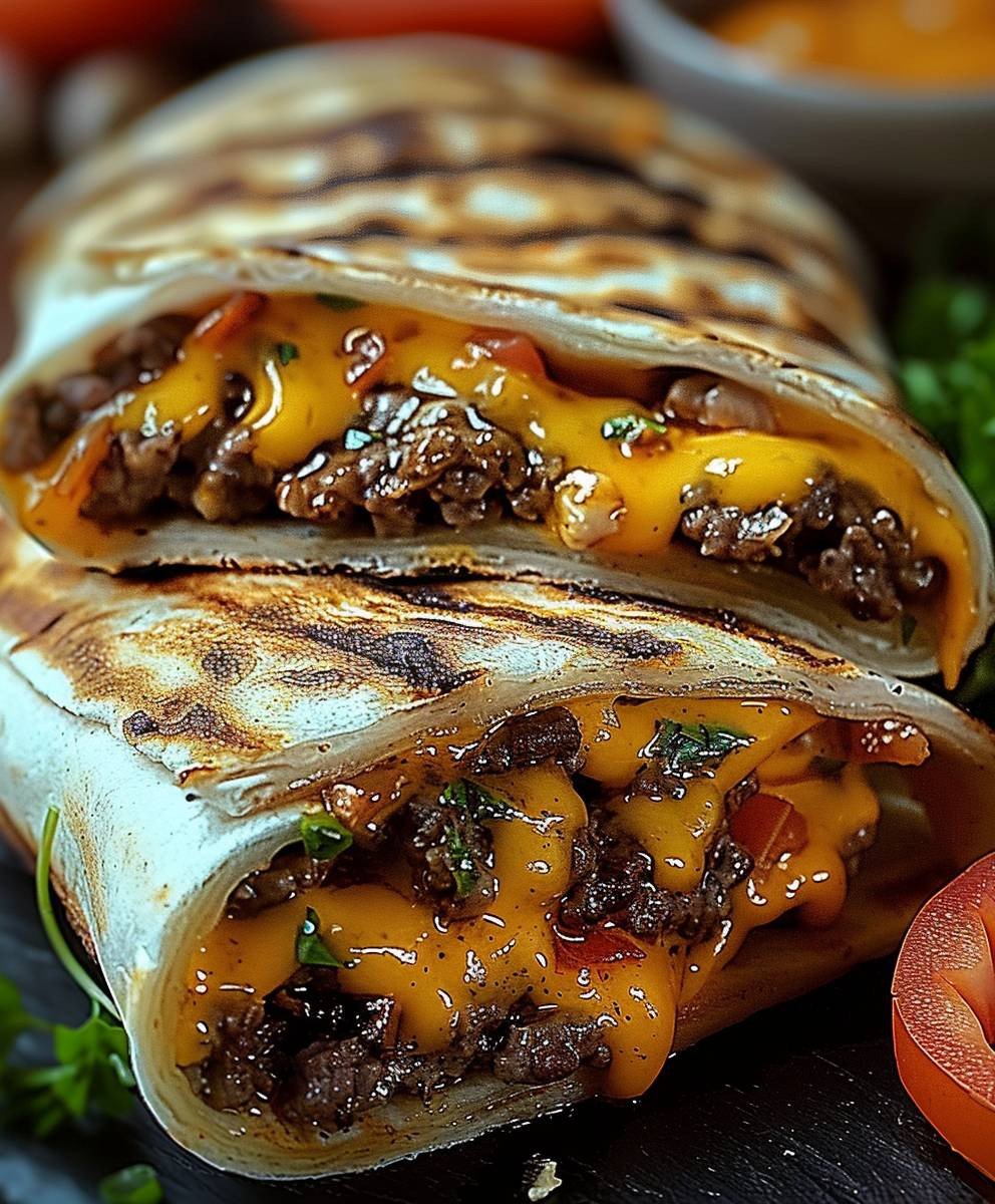 Gegrillte Cheeseburger Wraps