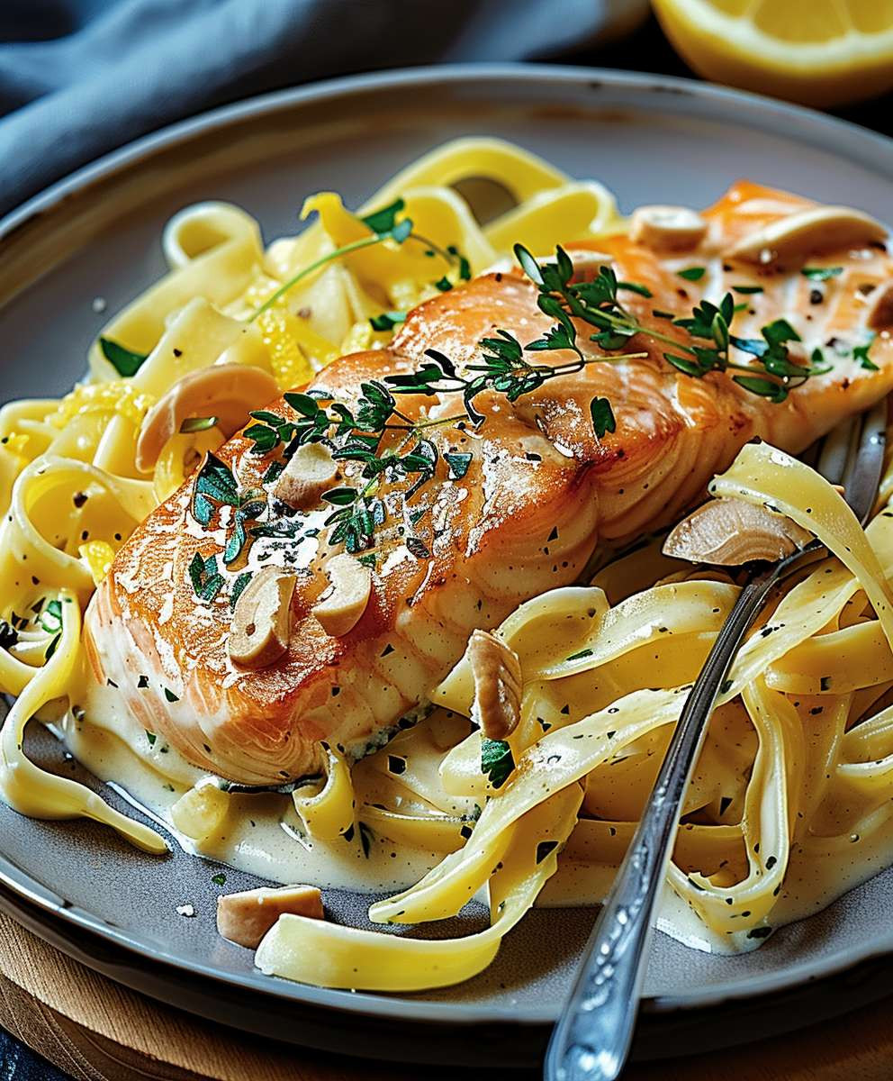 Lachs Tagliatelle Zitronensoße