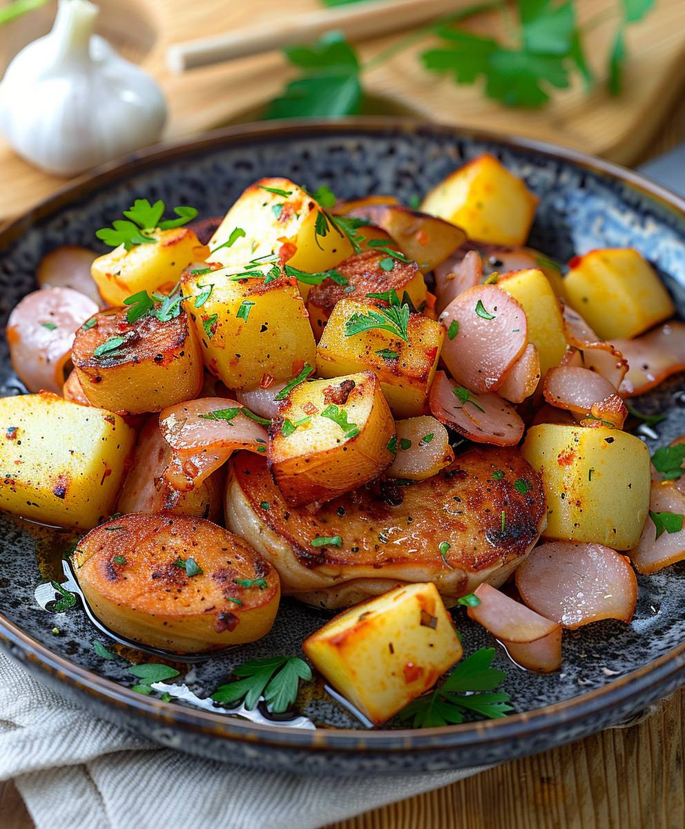 Kartoffel Leberkäse Pfanne