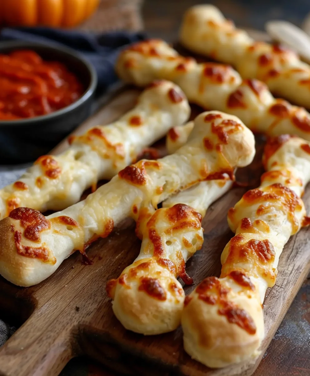 Käsige Halloween Brotstangen Knochen – Grusel-Snack!