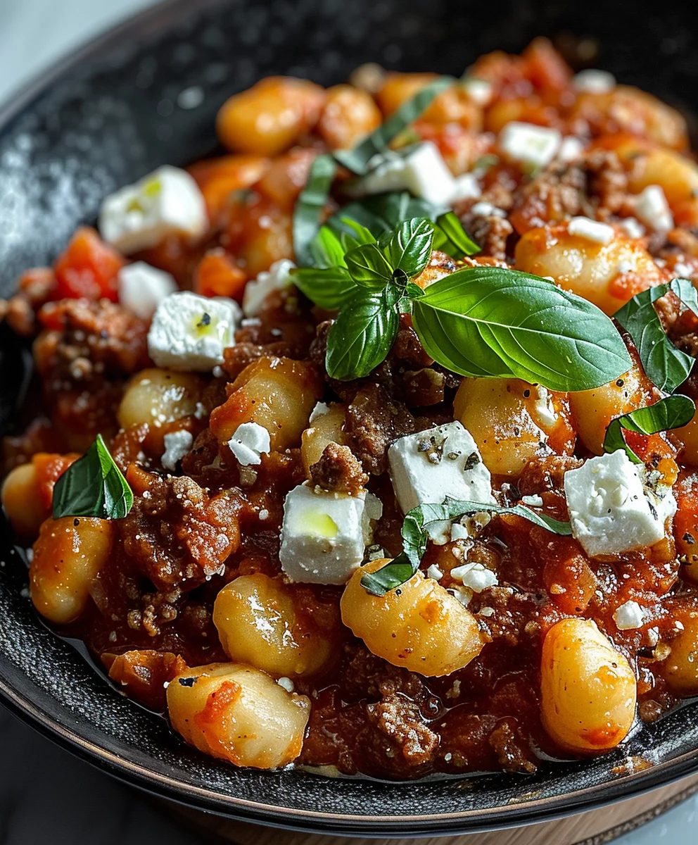 One Pot Gnocchi mit Hackfleisch Feta – Schnell & Cremig