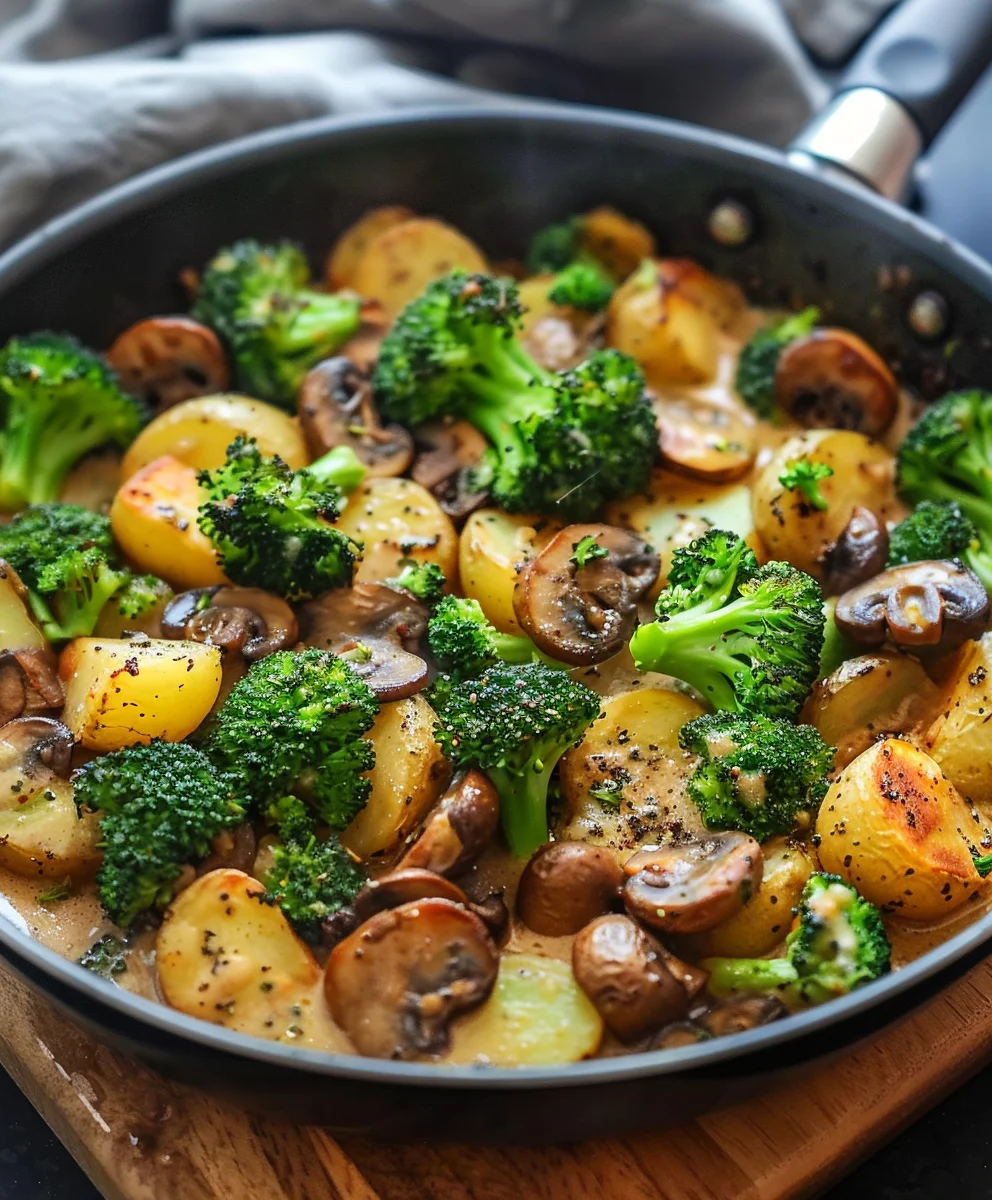 Leckere Brokkoli Kartoffel Pfanne mit Pilzen – Schnell & Gesund