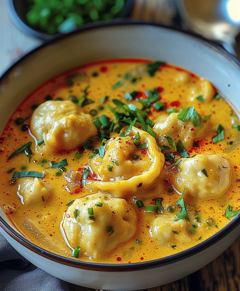 Cremige Kokos Curry Suppe mit Dumplings – Schnell & Lecker!