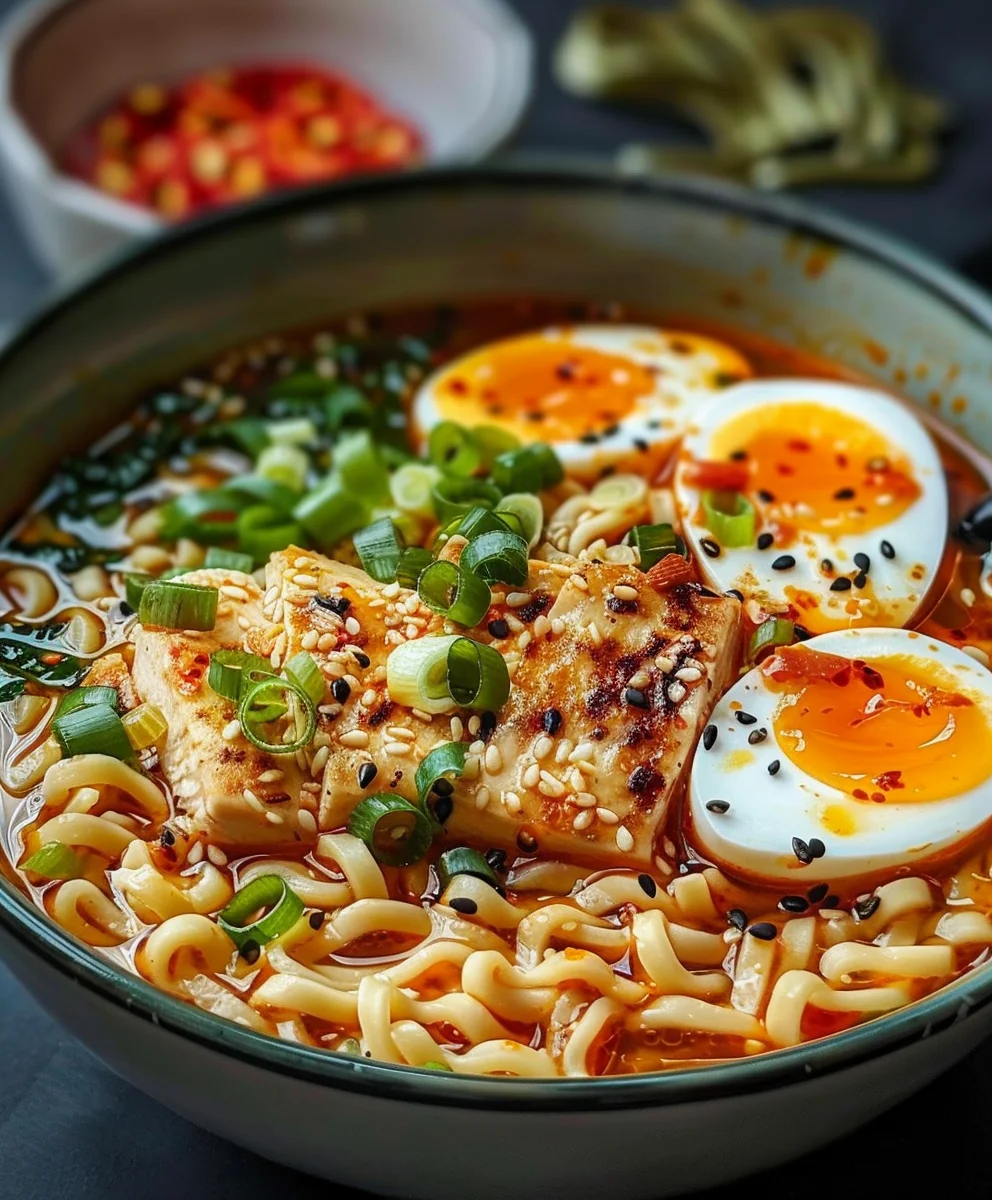 Scharfes, cremiges Hähnchen Ramen – dein Comfort Food!