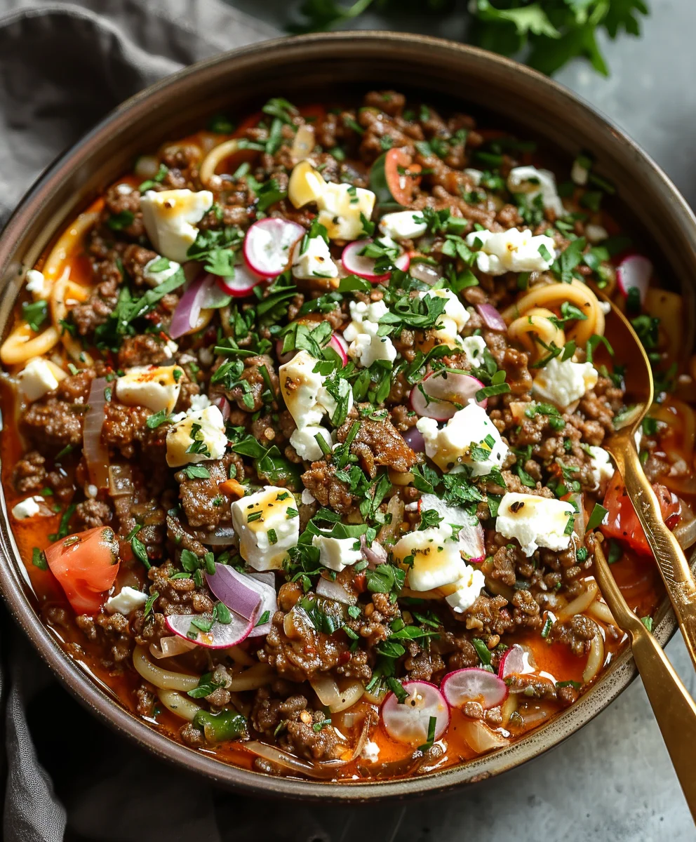 Kritharaki Hackfleischpfanne mit Feta – Schnell & Lecker