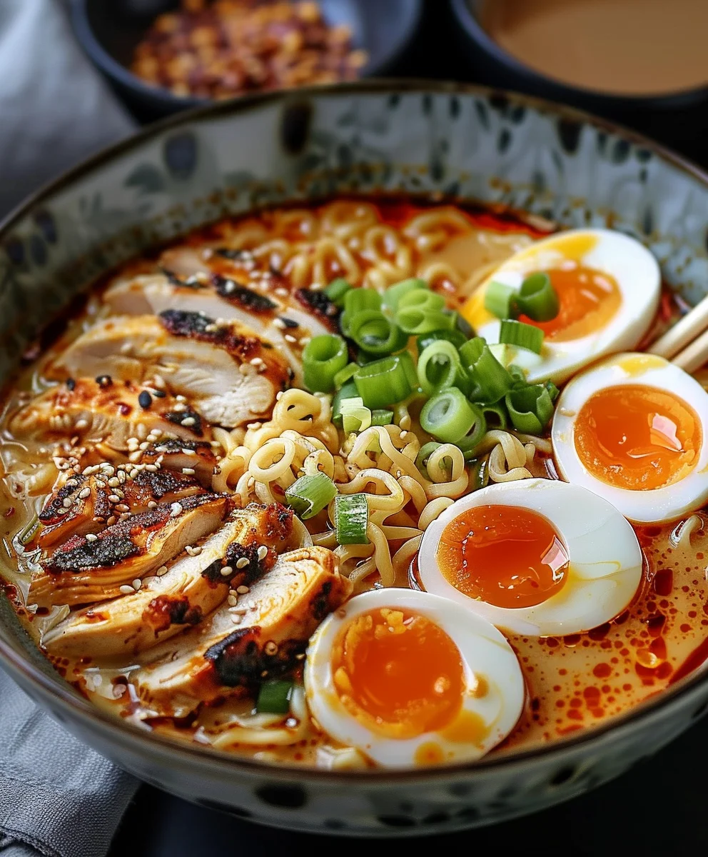 Scharfes, cremiges Hähnchen Ramen – dein Comfort Food!