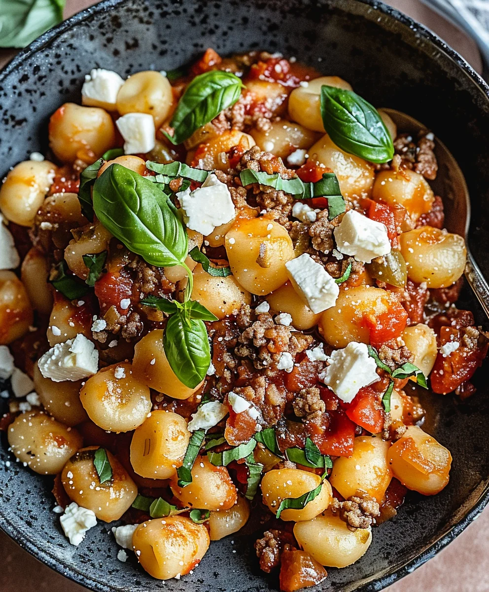 One Pot Gnocchi mit Hackfleisch Feta – Schnell & Cremig