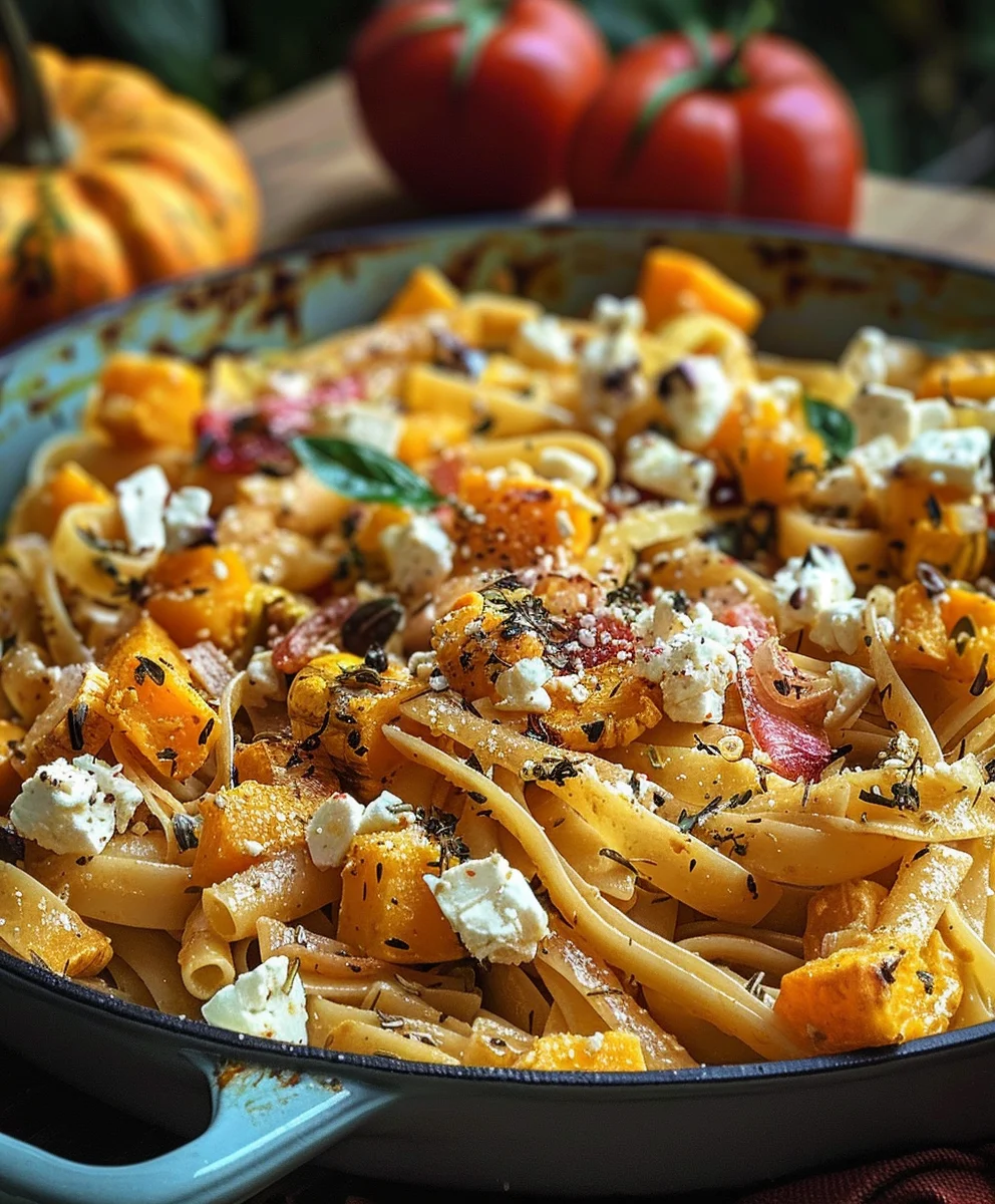 Pasta Mit Kuerbis Und Feta