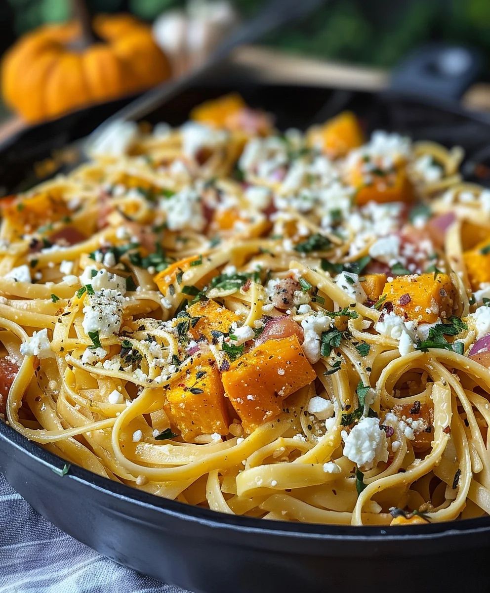 Pasta Mit Kuerbis Und Feta