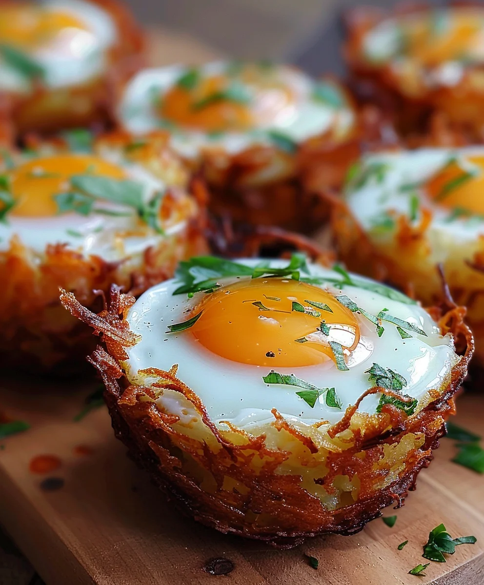 Eier in knusprigen Rösti-Nestern – Schnell und köstlich!