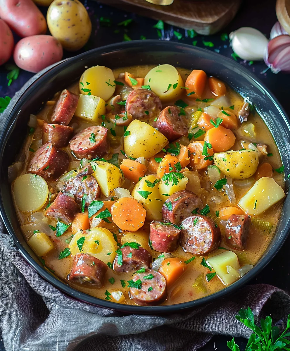 Eintopf Mit Kartoffeln Und Wurstchen