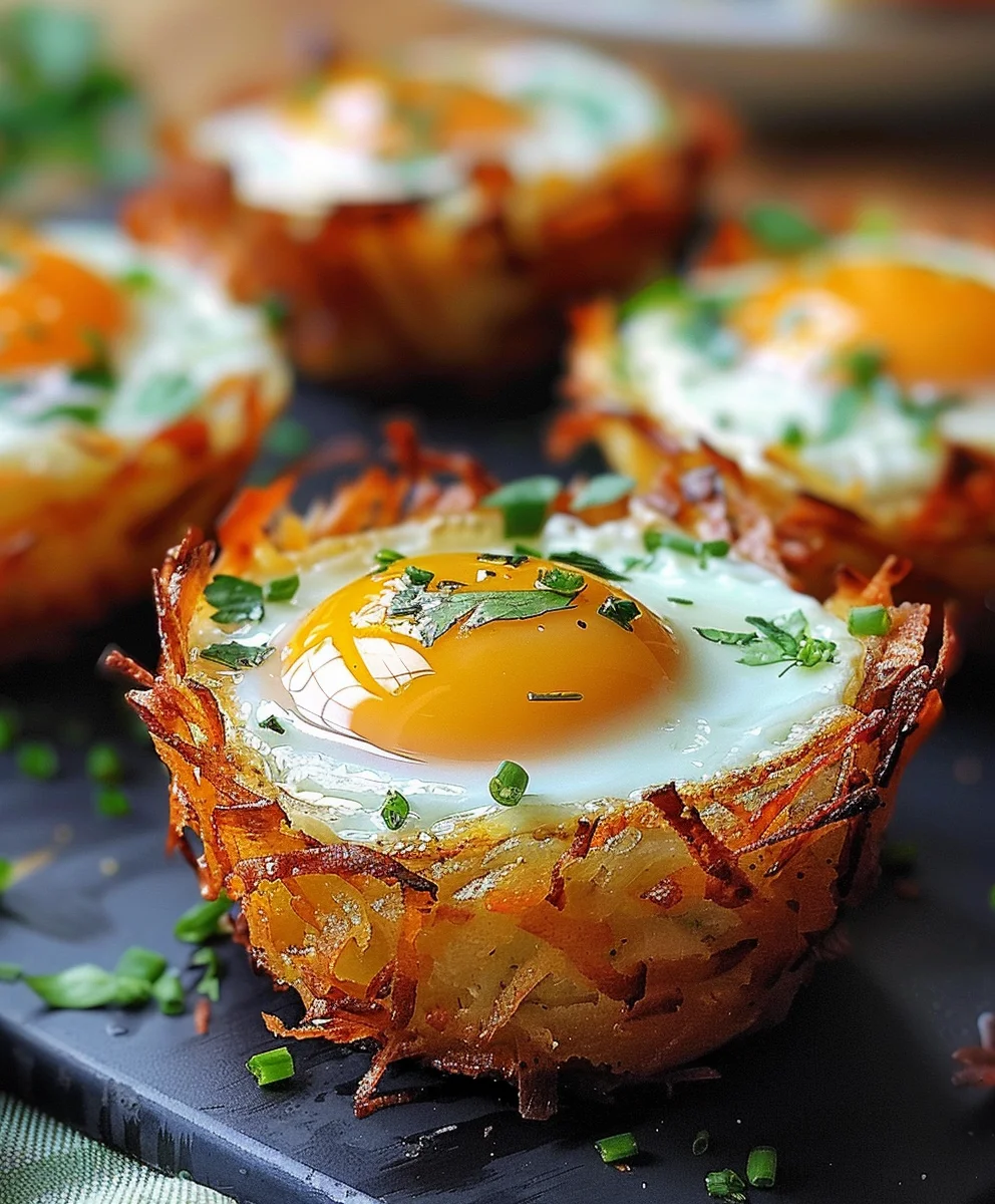 Eier in knusprigen Rösti-Nestern – Schnell und köstlich!