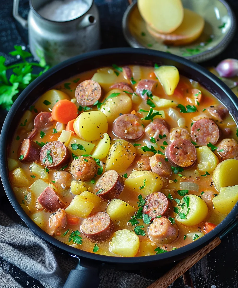 Eintopf Mit Kartoffeln Und Wurstchen