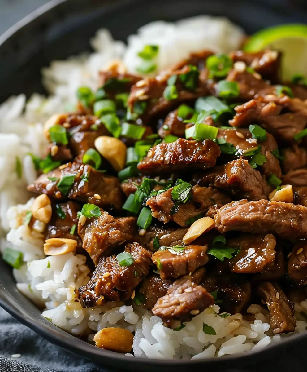 Würzig-zartes Ingwer-Limetten-Rind mit cremigem Kokosreis