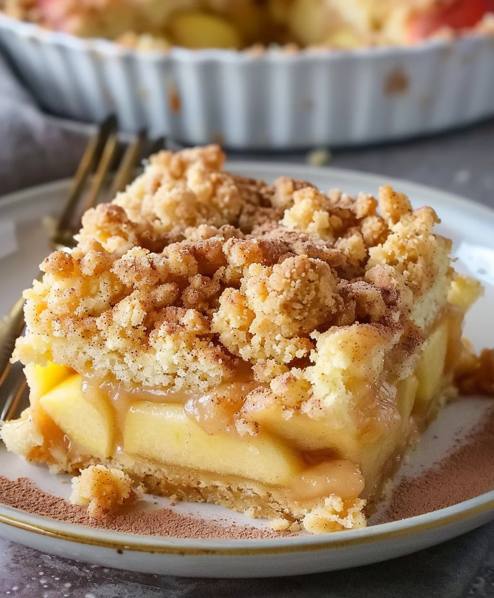 Traumhafter Apfelkuchen mit Pudding und Zimtstreuseln