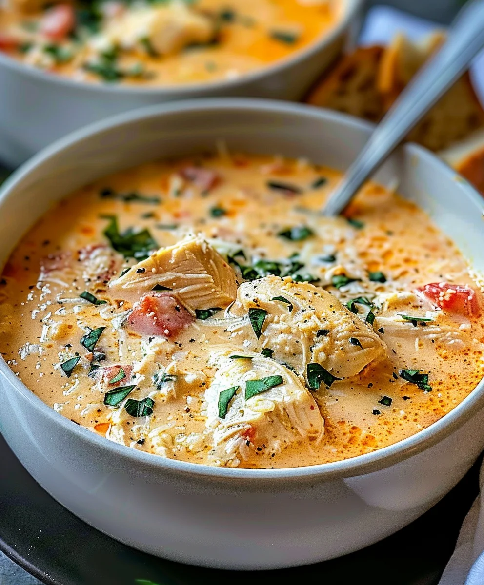 Cremige Hähnchen Parmesan Suppe – Einfach & Lecker