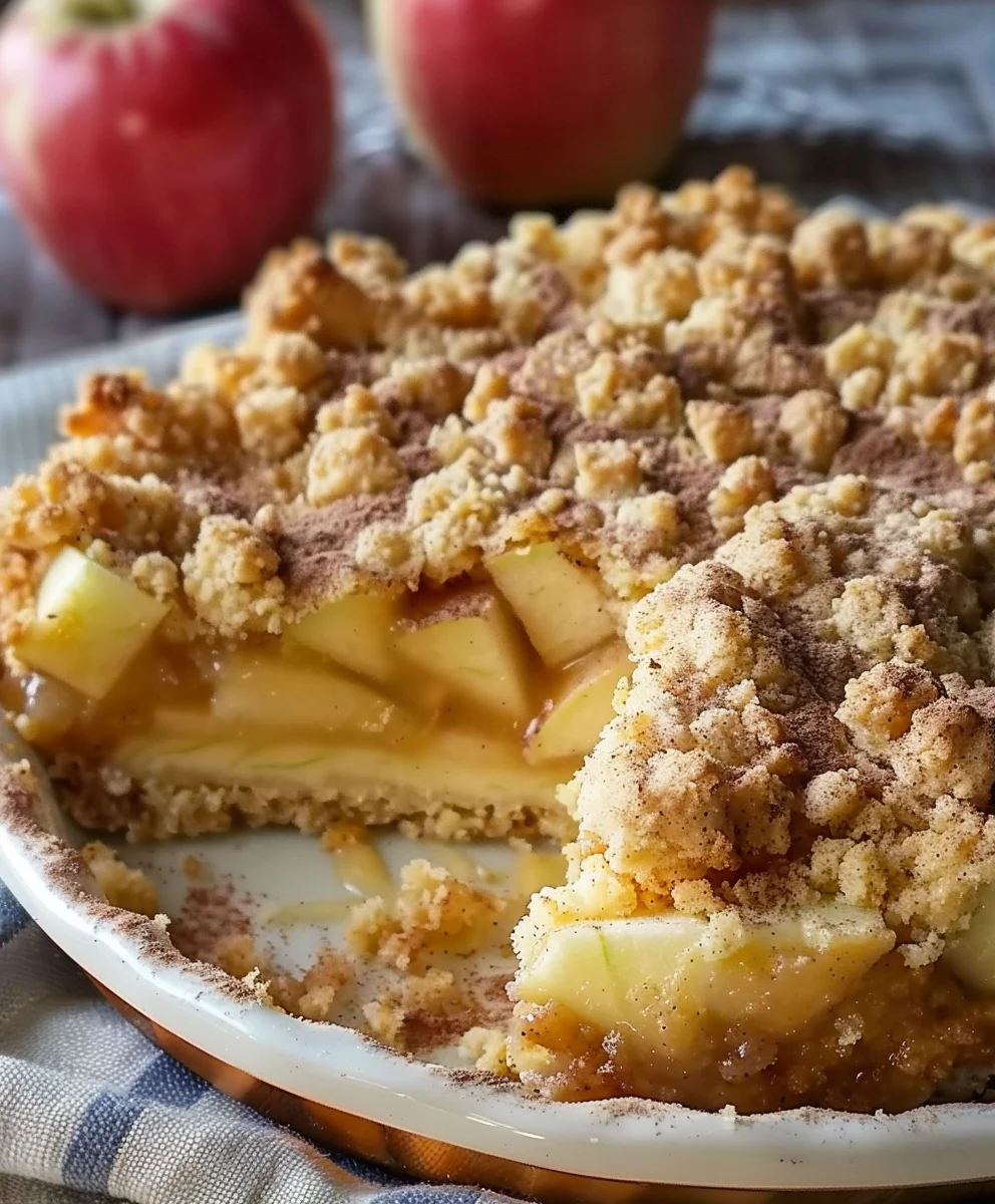 Traumhafter Apfelkuchen mit Pudding und Zimtstreuseln