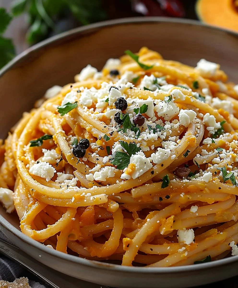 Kürbis Nudeln mit Feta: Dein einfaches & leckeres Rezept!