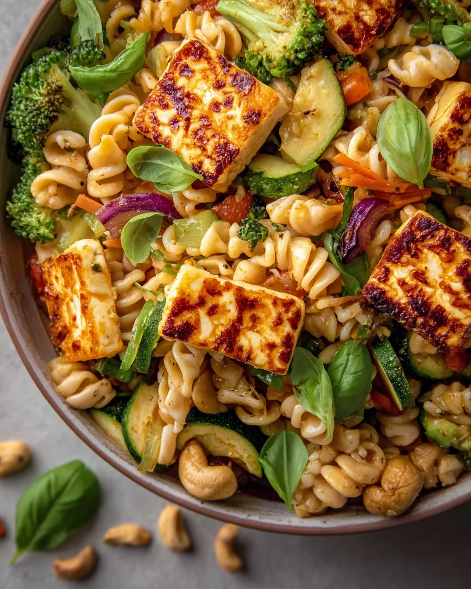 Der beste bunte Halloumi Pasta Salat für jede Gelegenheit.
