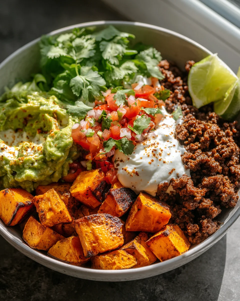 Cremige Süßkartoffel Taco Bowl – Dein schnelles Lieblingsrezept!