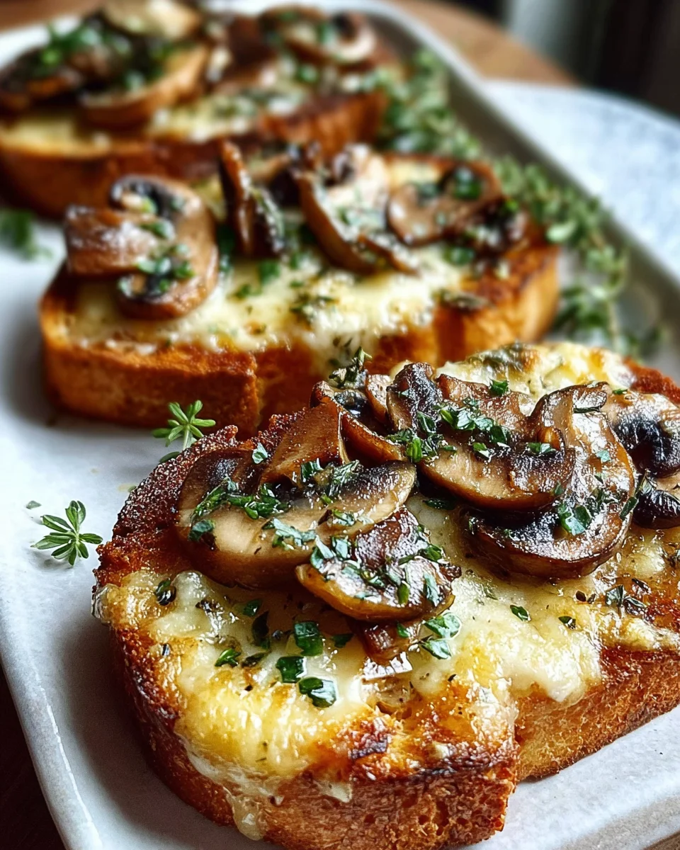 Knusprige Käse-Beef-Champignon Toasts mit Knoblauch