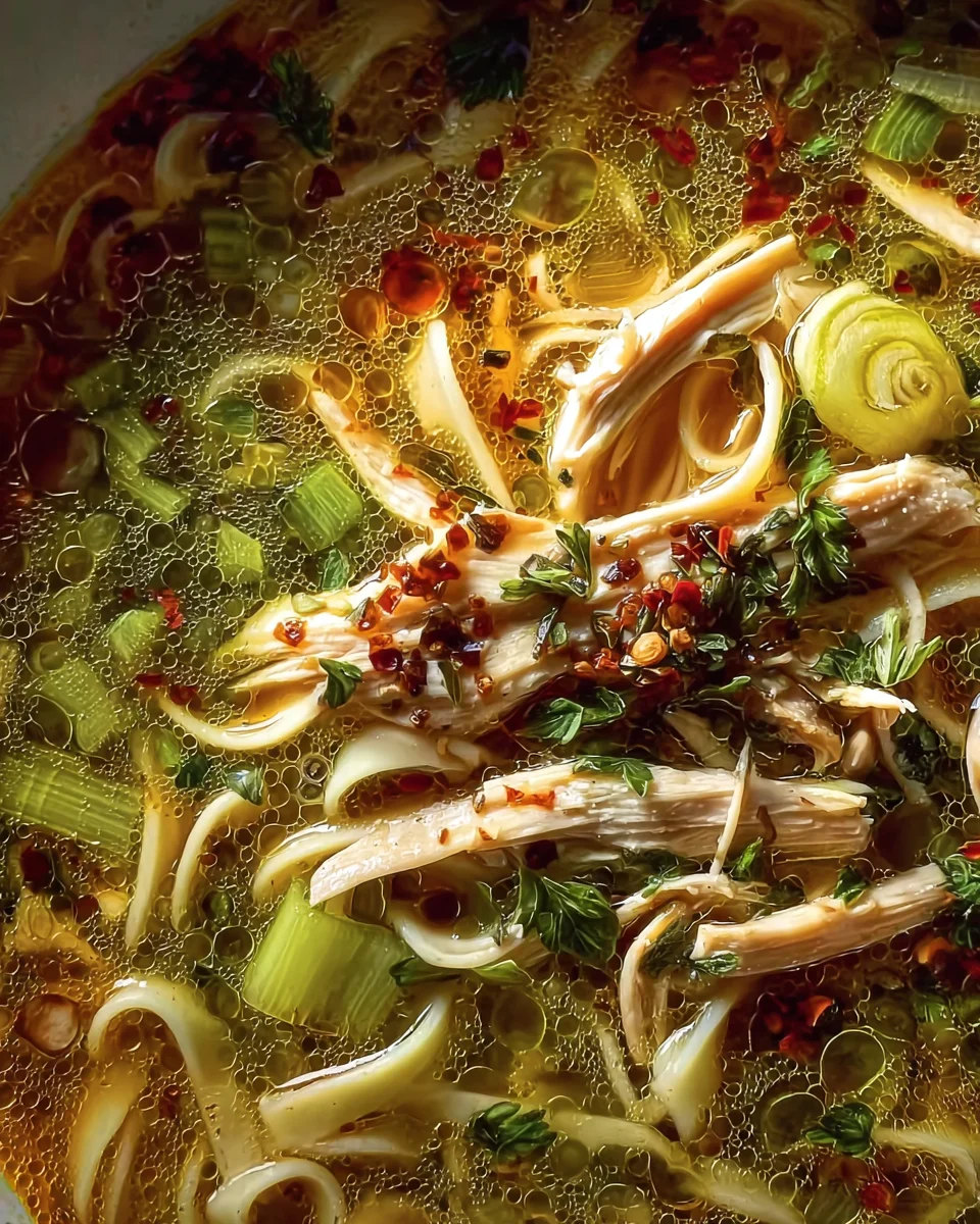 Aromatische Hähnchen-Nudelsuppe mit Knoblauch & Aroma-Extrakt