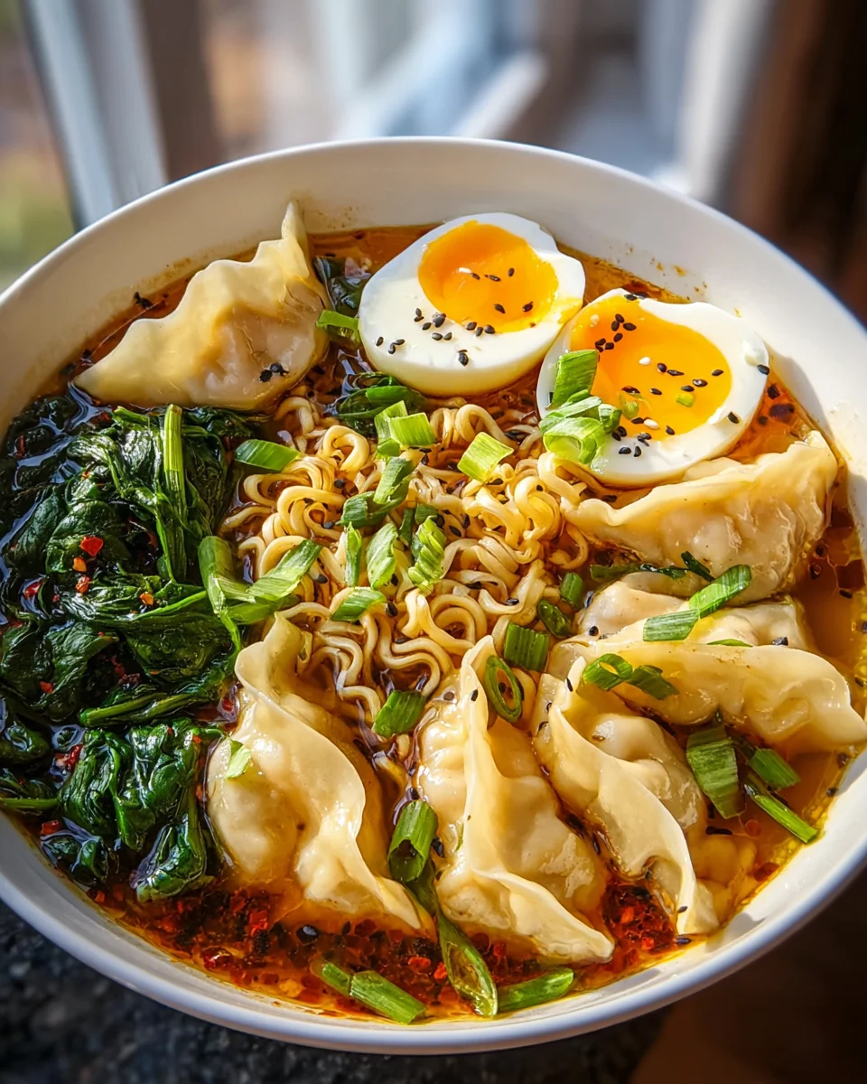 Leckere Dumpling-Ramen-Bowl: Schnell & einfach zubereitet.