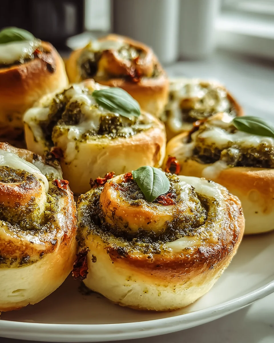 Leckere Pizzaschnecken mit Pesto & Mozzarella selbstgemacht!