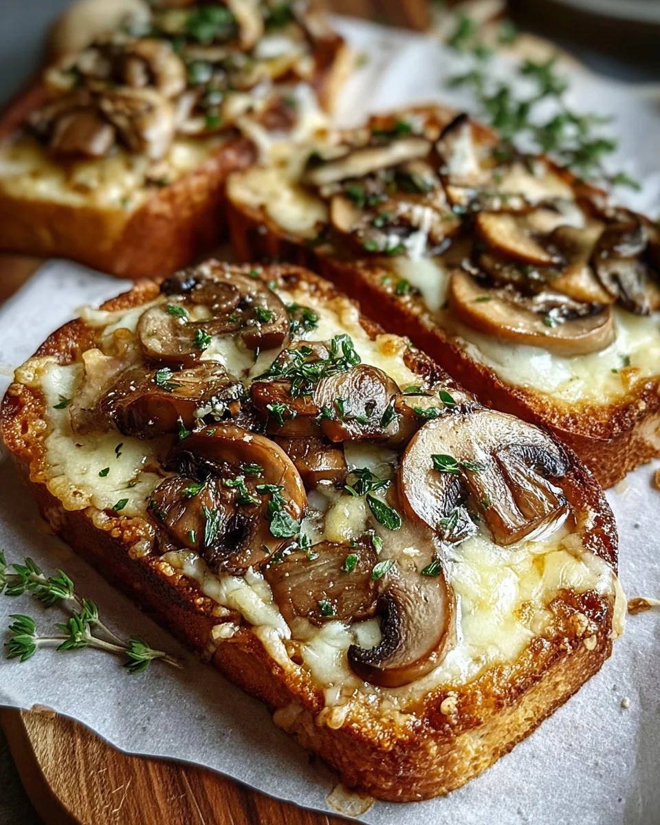 Knusprige Käse-Beef-Champignon Toasts mit Knoblauch