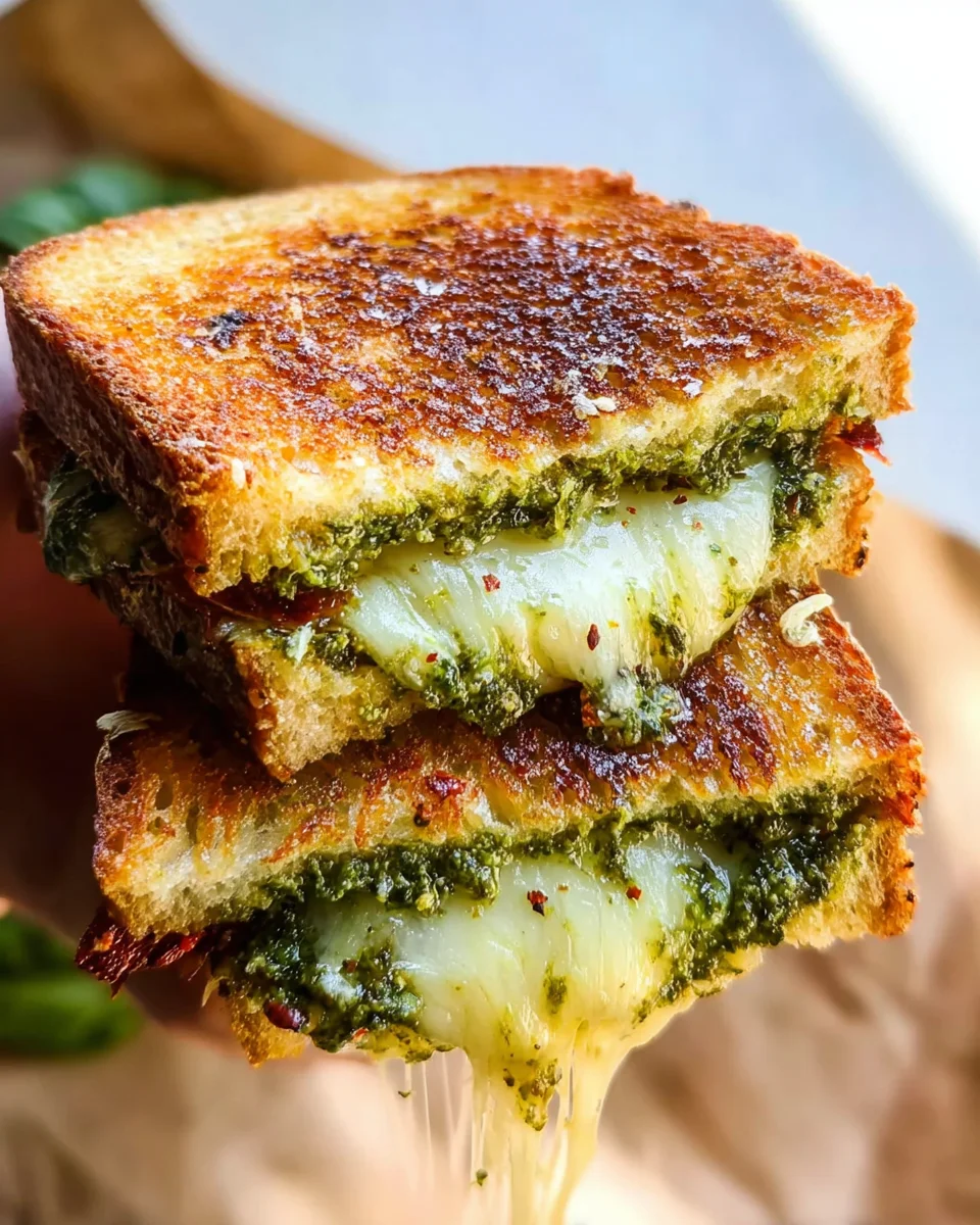 Sauerteig Pesto Grilled Cheese: Knusprig, käsig, perfekt!
