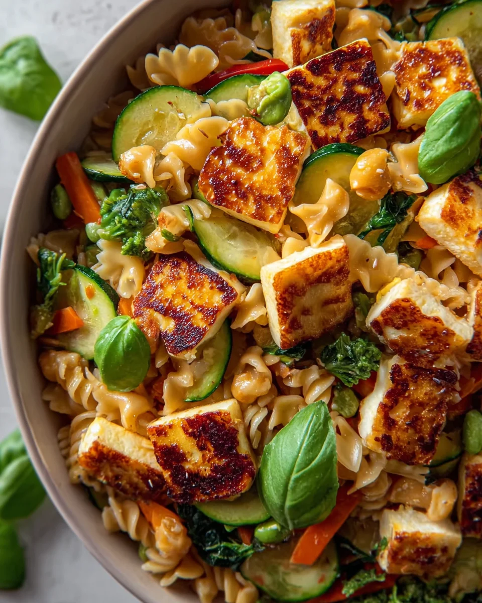 Der beste bunte Halloumi Pasta Salat für jede Gelegenheit.