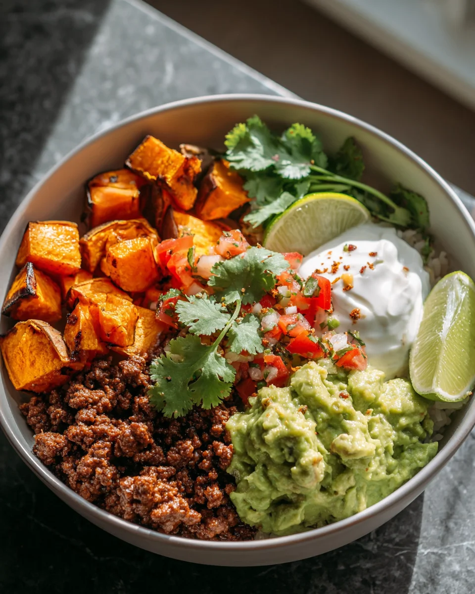 Cremige Süßkartoffel Taco Bowl – Dein schnelles Lieblingsrezept!