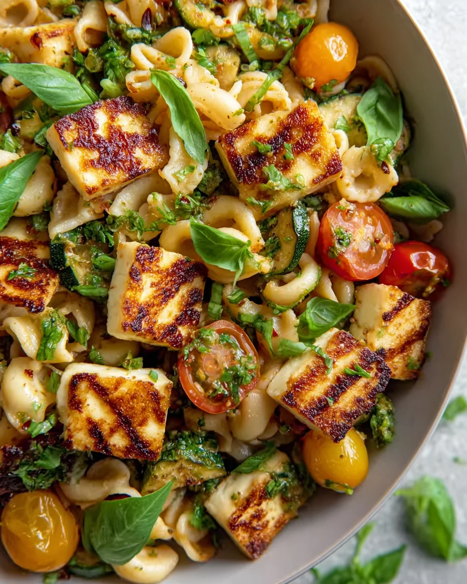 Bunter Halloumi Pasta Salat: Frisch & einfach genießen!