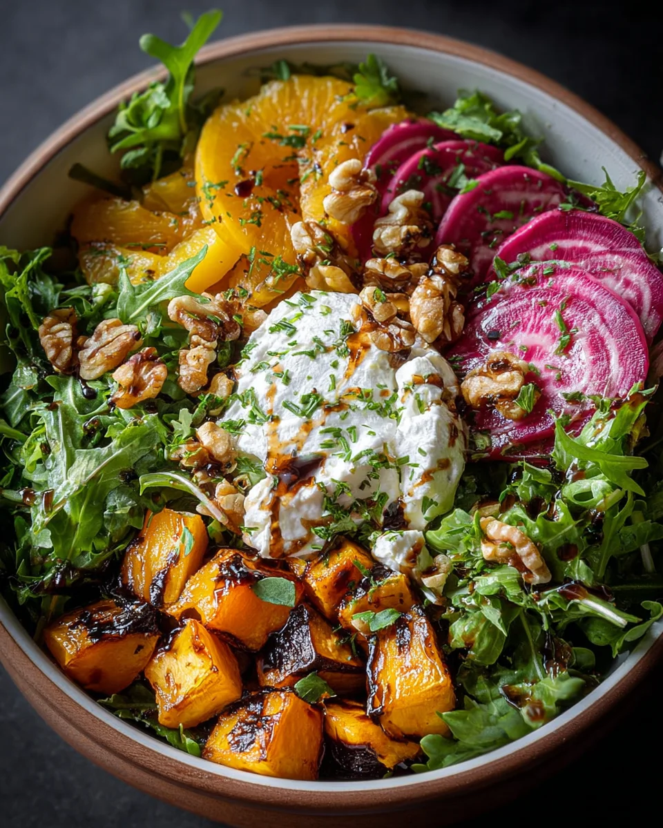 Herbstliche Kuerbiskern Ziegenkaese Kastanien Bowl - Lecker!