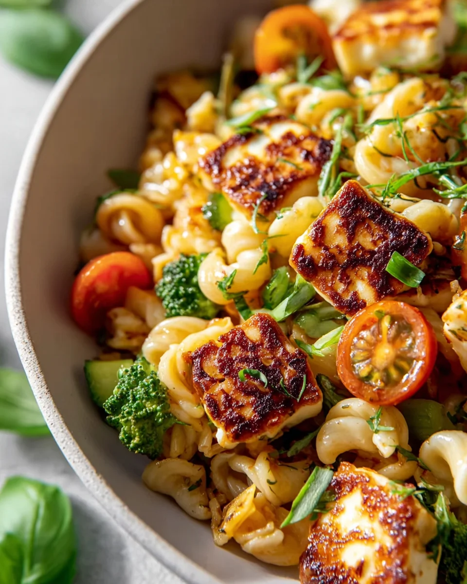 Bunter Halloumi Pasta Salat: Frisch & einfach genießen!