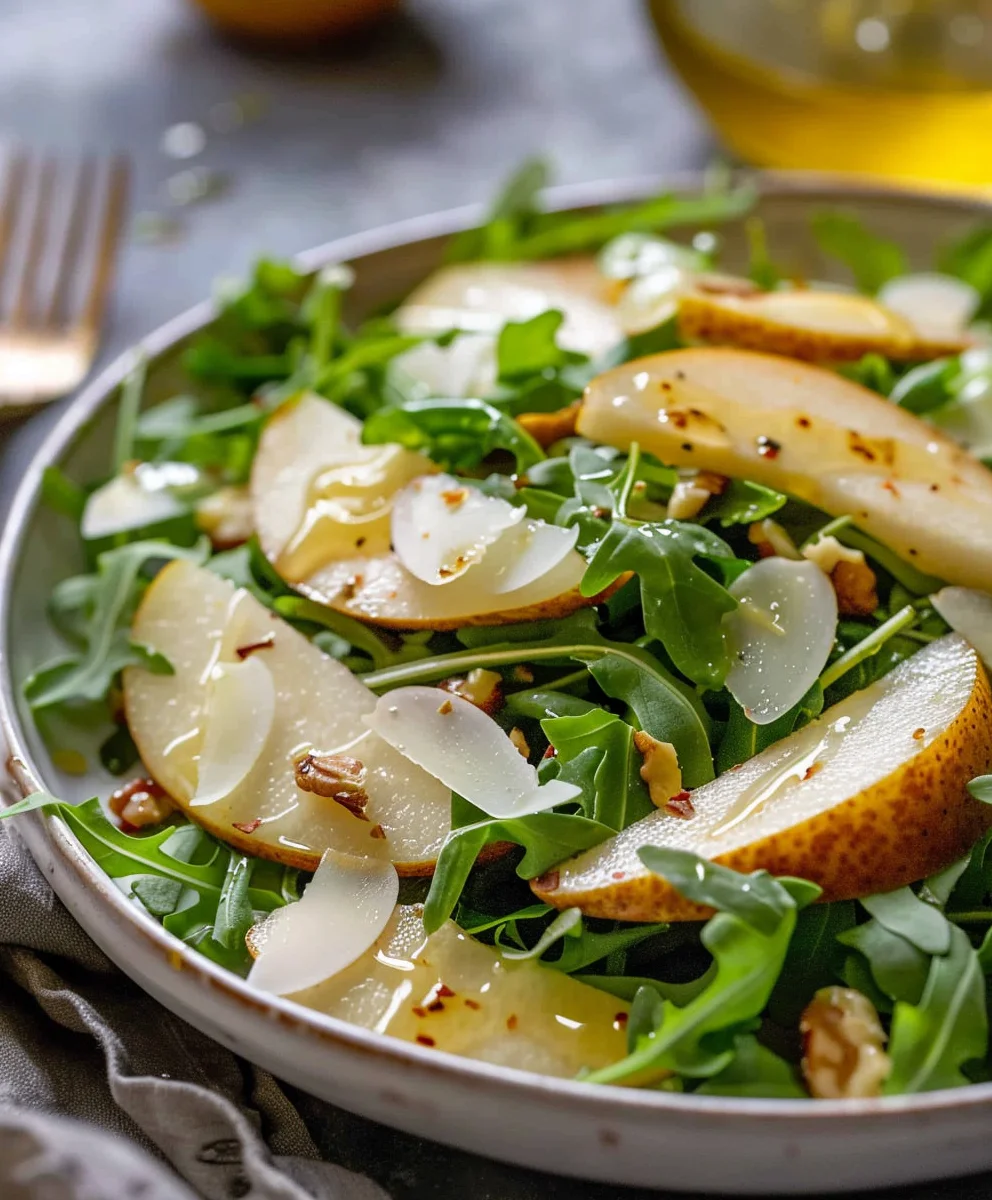 Süßer Birnen-Rucola-Salat mit cremiger Honig-Vinaigrette