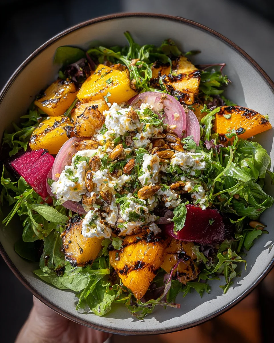 Herbstliche Kuerbiskern Ziegenkaese Kastanien Bowl - Lecker!