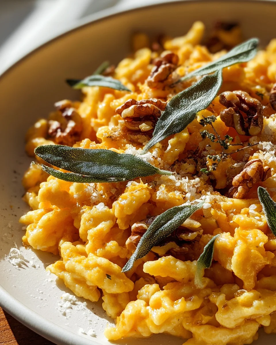 Kürbis Spätzle mit Walnuss-Salbei-Butter – Herzhaft lecker!