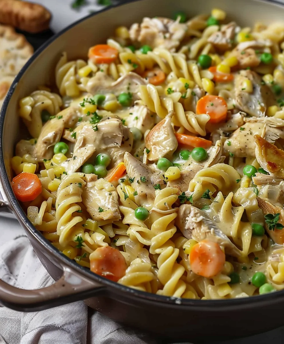 Einfache Chicken Pot Pie Pasta: Dein schnelles Feierabendessen