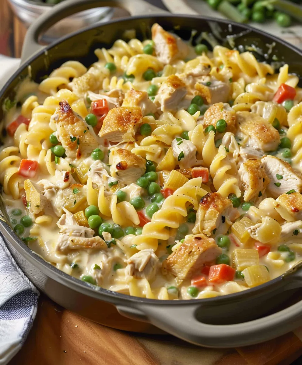 Einfache Chicken Pot Pie Pasta: Dein schnelles Feierabendessen