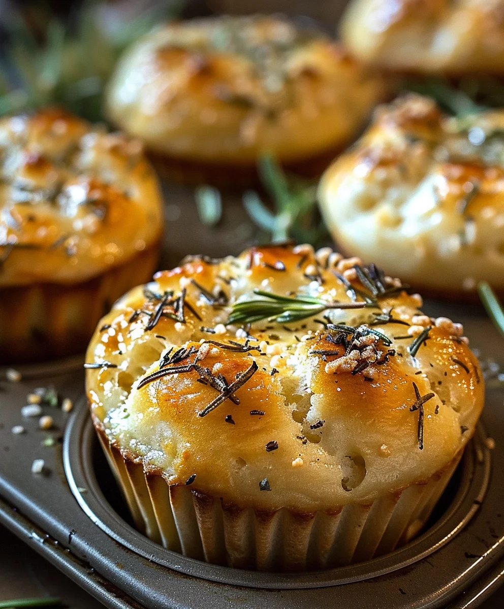 Perfekte Rosmarin Knoblauch Focaccia Muffins Schritt für Schritt