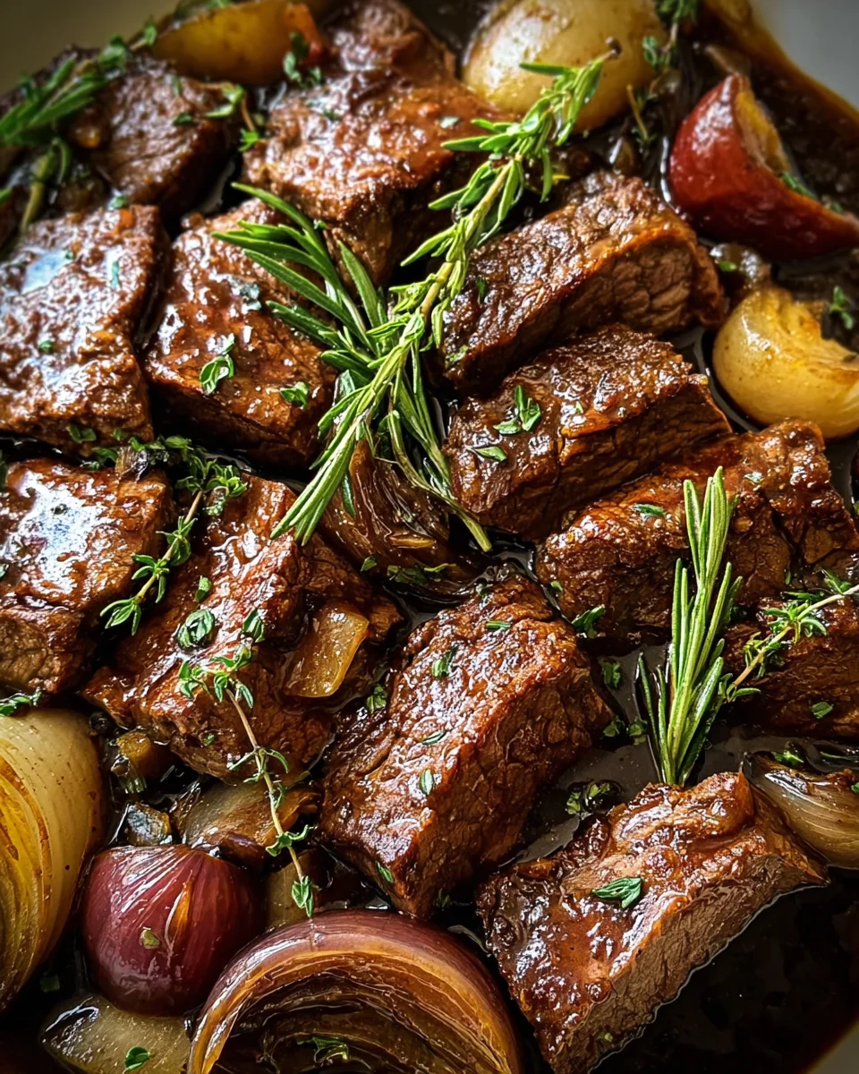 Zartes Rindfleisch mit aromatischer Balsamico-Zwiebel-Sauce