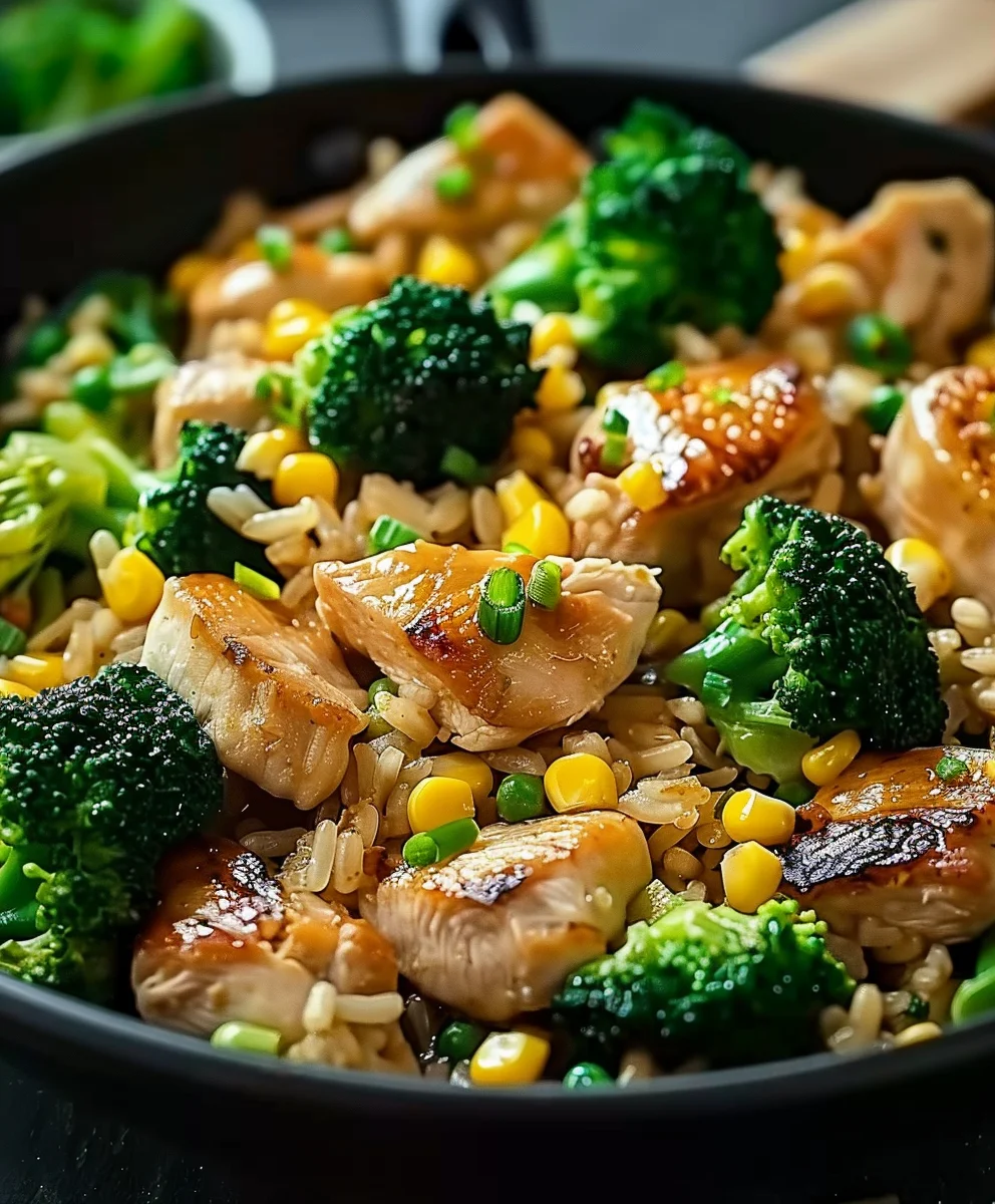 Hähnchen-Reis-Pfanne mit Brokkoli & Mais – Dein leichtes Essen