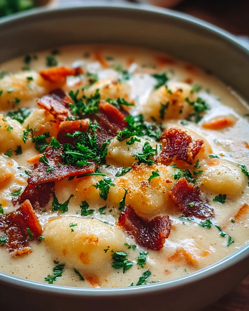 Beef Bacon Cheddar Gnocchi Suppe: Cremiger Genuss