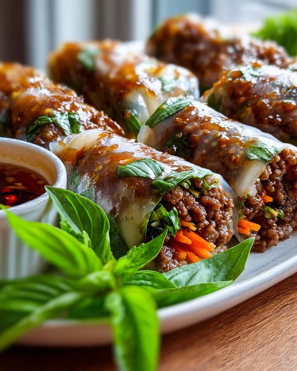 Thai Basilikum Beef Rolls: Frische Aromen für jeden Bissen.