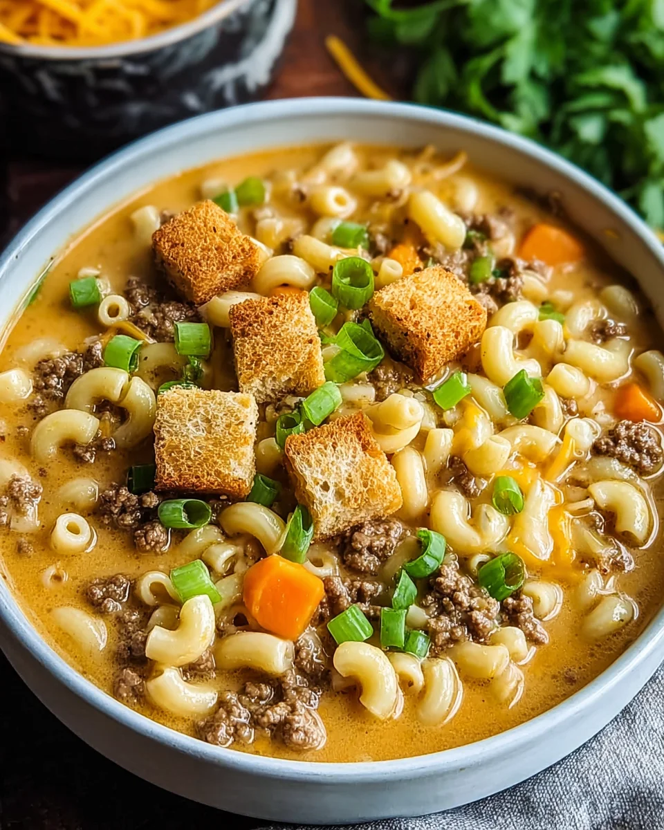 Schnelle One Pot Macaroni Cheeseburger Suppe: Dein neues Lieblingsgericht!