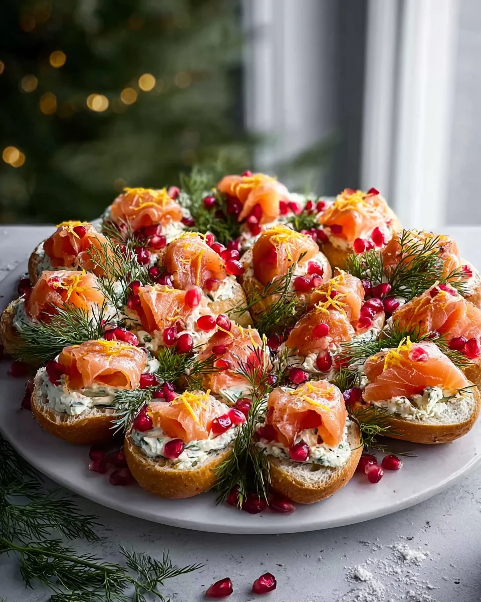 Weihnachtlicher Lachs Bruschetta Kranz: Festtags-Vorspeise