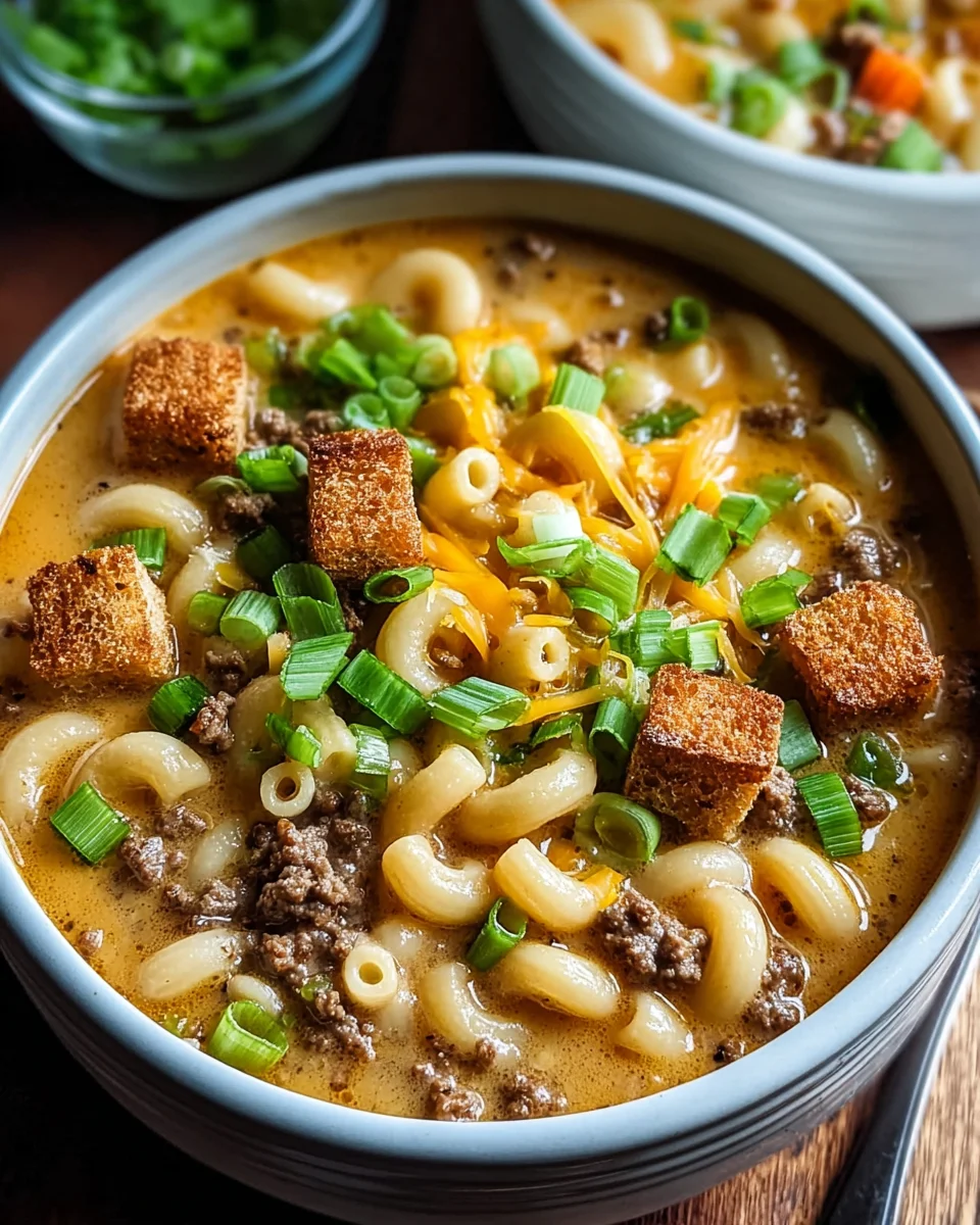Schnelle One Pot Macaroni Cheeseburger Suppe: Dein neues Lieblingsgericht!