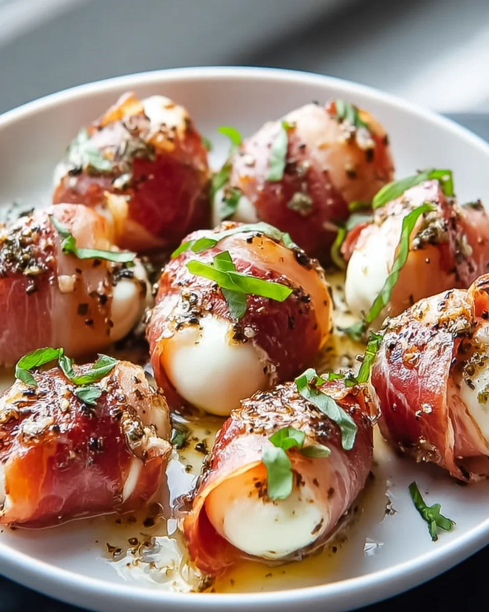 Beef Prosciutto umwickelte Mozzarella-Bites: Leckerer Snack!